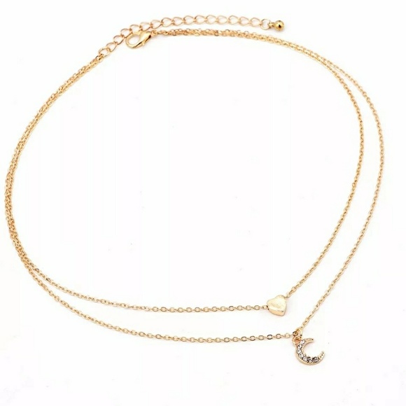 🔆Sale🔆DELICATE  LAYERED HEART & MOON NECKLACE - Picture 4 of 4